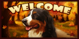 Bernese Mountain Dog 2_Autumn Welcome sign 2